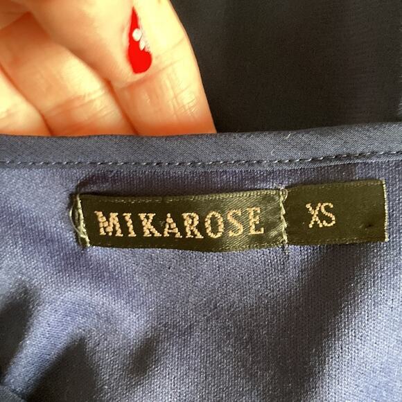 Mikarose Navy Blue Chiffon & Lace Midi Dress, Size XS - Picture 5 of 7